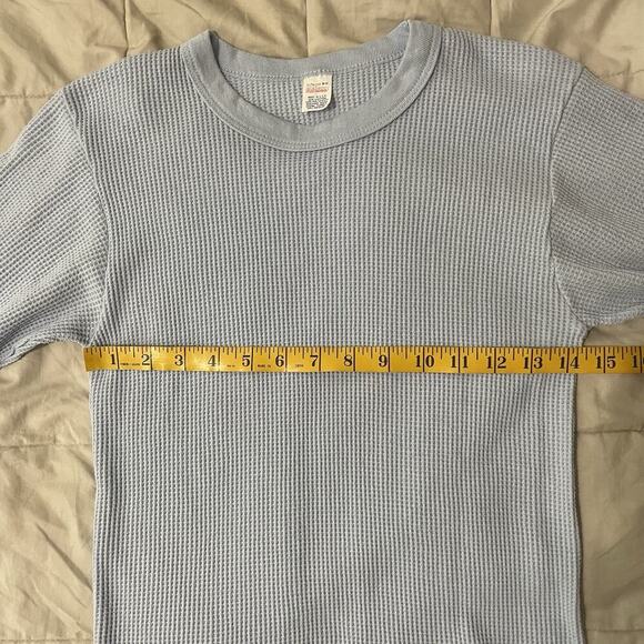 Vintage Valentines Thermal Waffle Knit Top Shirt Long Sleeve Large Blue … - Picture 3 of 5